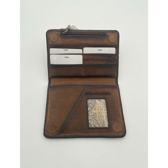 STS Ranchwear Baroness Collection Brown Studded Leather Magnetic Wallet - Picture 3 of 4